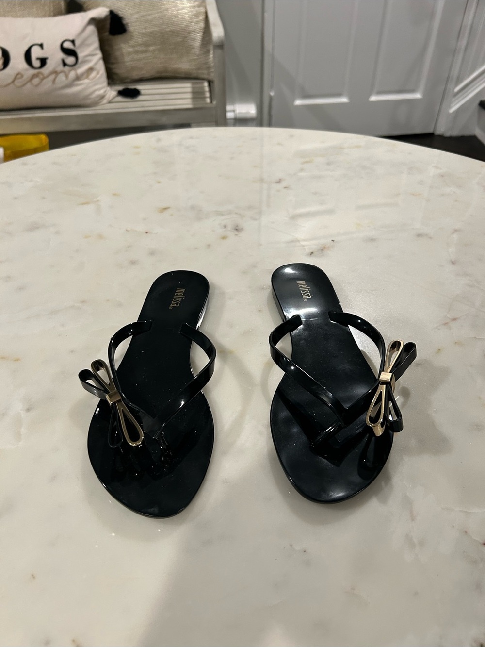 Melissa Black jelly Bow Flip-Flop Sandals 7 US
